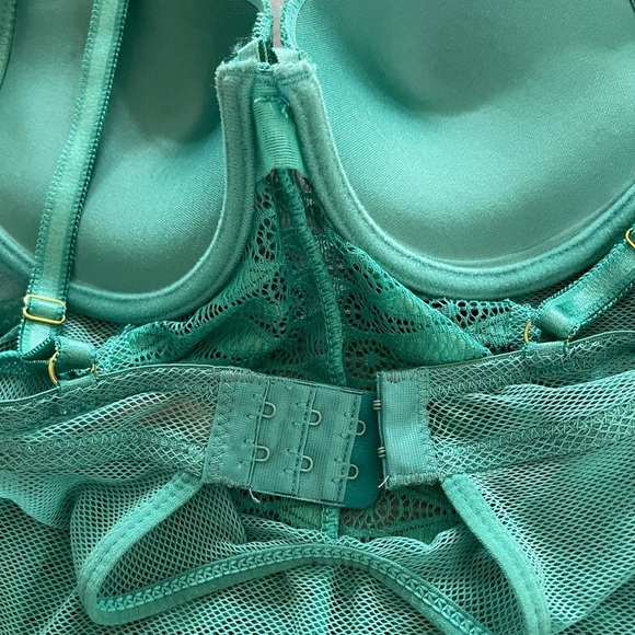 Daisy Fuentes push up mesh lace Teddy lingerie size small teal blue NWT $42 - Picture 11 of 11